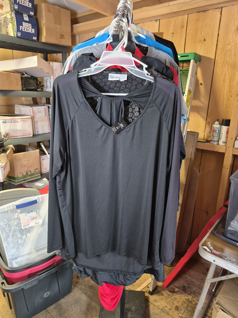 Pro Player Black Long Sleeve Top with Lace Back Keyhole Bin 53